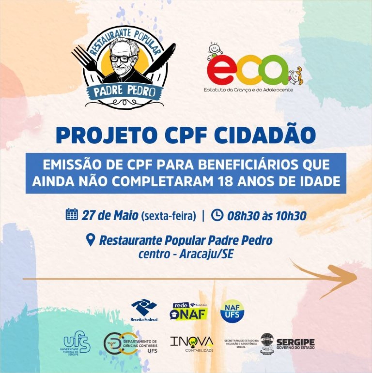 Restaurante Popular Padre Pedro e UFS oferecem emissão de CPF nesta sexta para público abaixo dos 18 anos - Imagem: Seias/SE