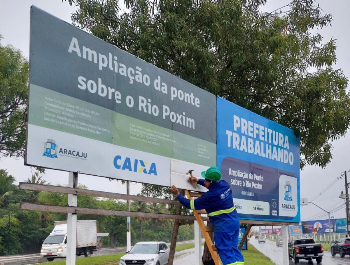 Prefeitura de atende recomendação da Caixa e oculta logomarcas do Governo Federal de obras conveniadas - Foto: Ascom Emurb