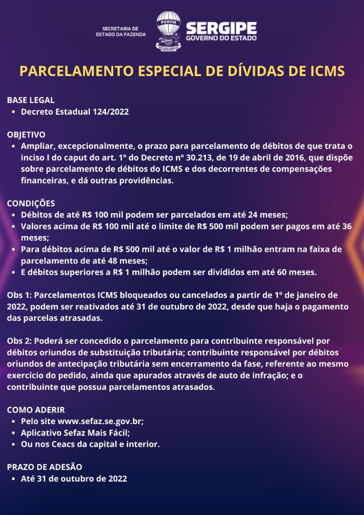 Decreto estadual autoriza parcelamento especial do ICMS em Sergipe - Imagem: Divulgação | Governo de Sergipe