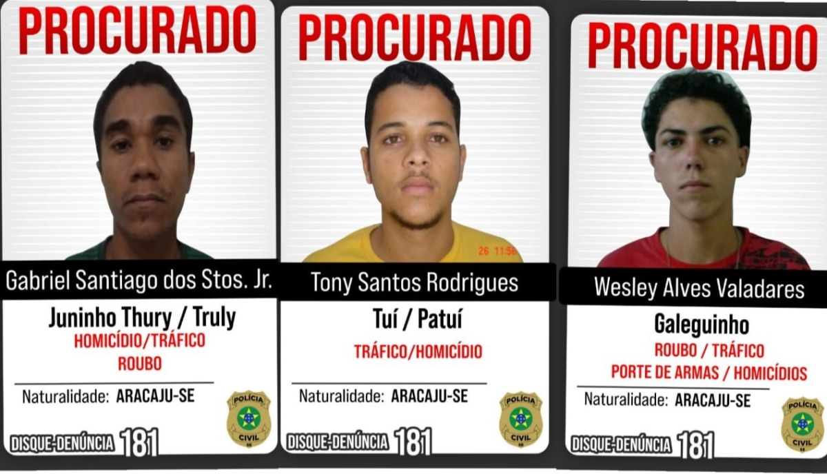 Polícia de Sergipe atualiza lista dos criminosos foragidos - Imagem: Ascom SSP/SE