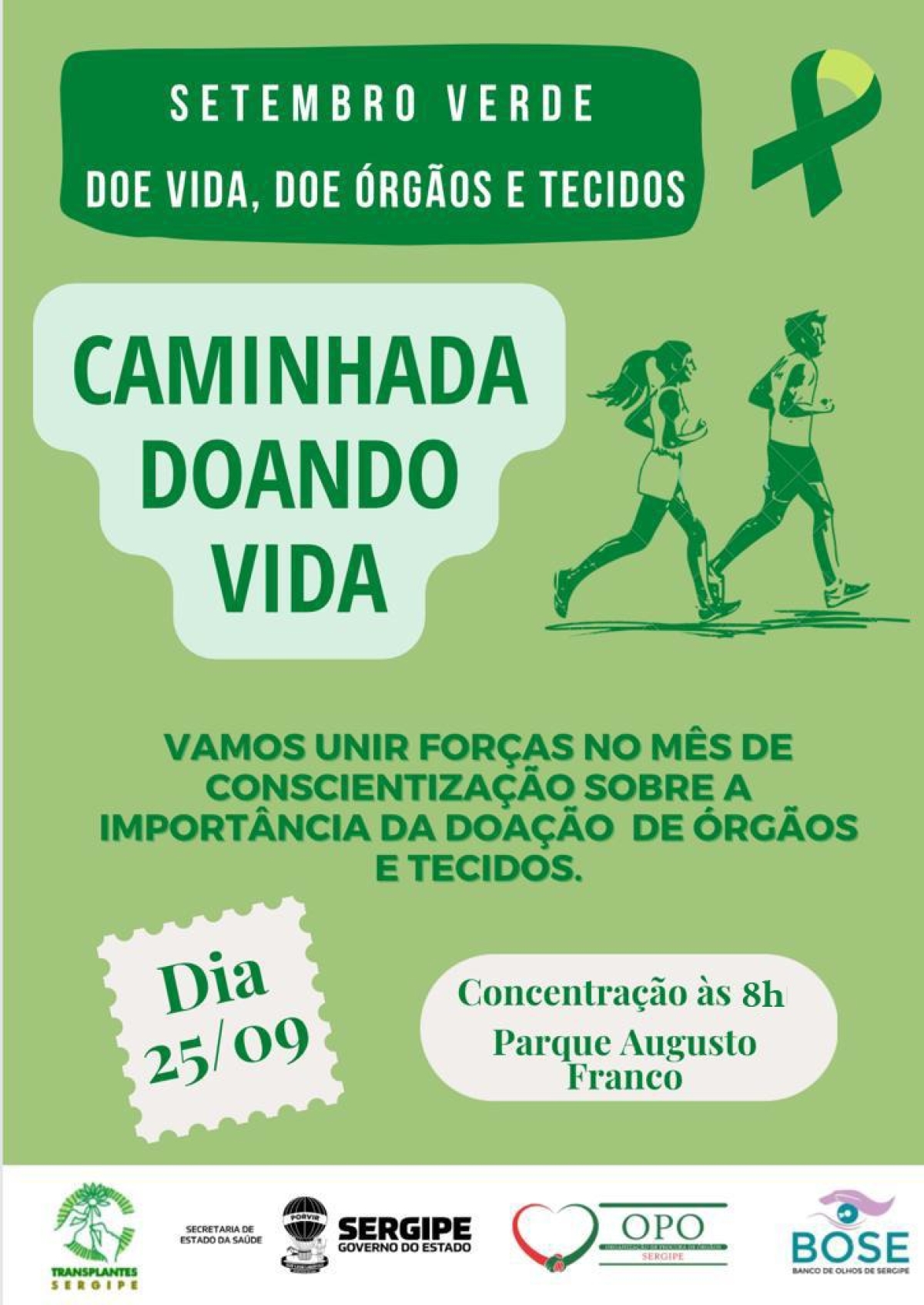 Saúde realiza caminhada de incentivo à doação de órgãos e tecidos no próximo domingo, 25/9  - Imagem: Divulgação