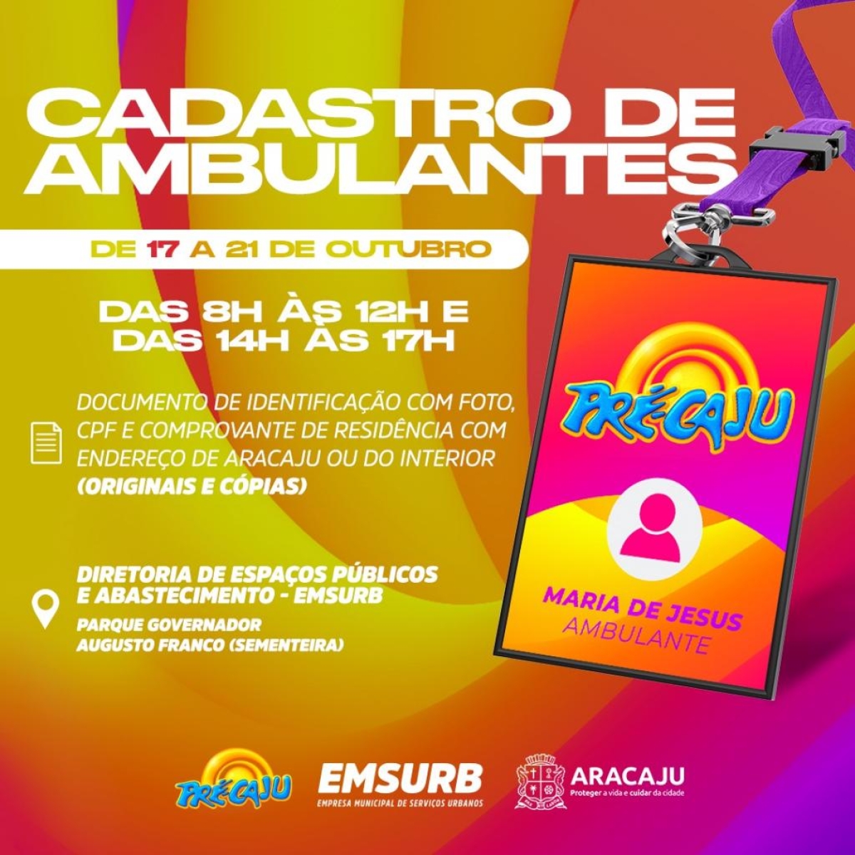 Pré Caju 2022: Emsurb inicia cadastramento para o comércio ambulante - Imagem: Secom Prefeitura de Aracaju