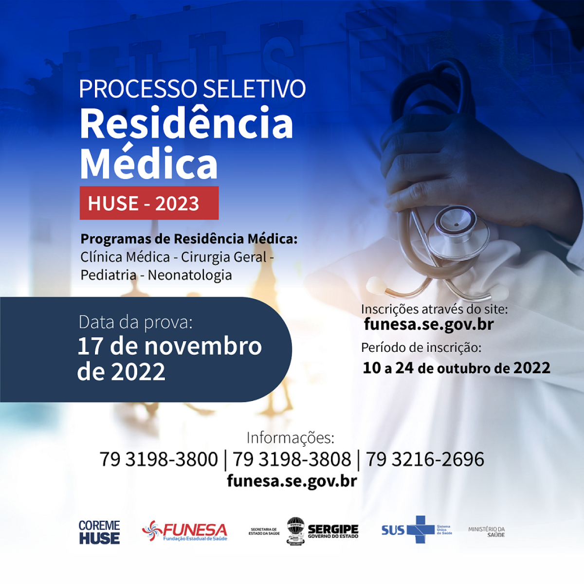 Processo Seletivo para a Residência Médica do HUSE 2023 está com inscrições abertas - Imagem: Divulgação