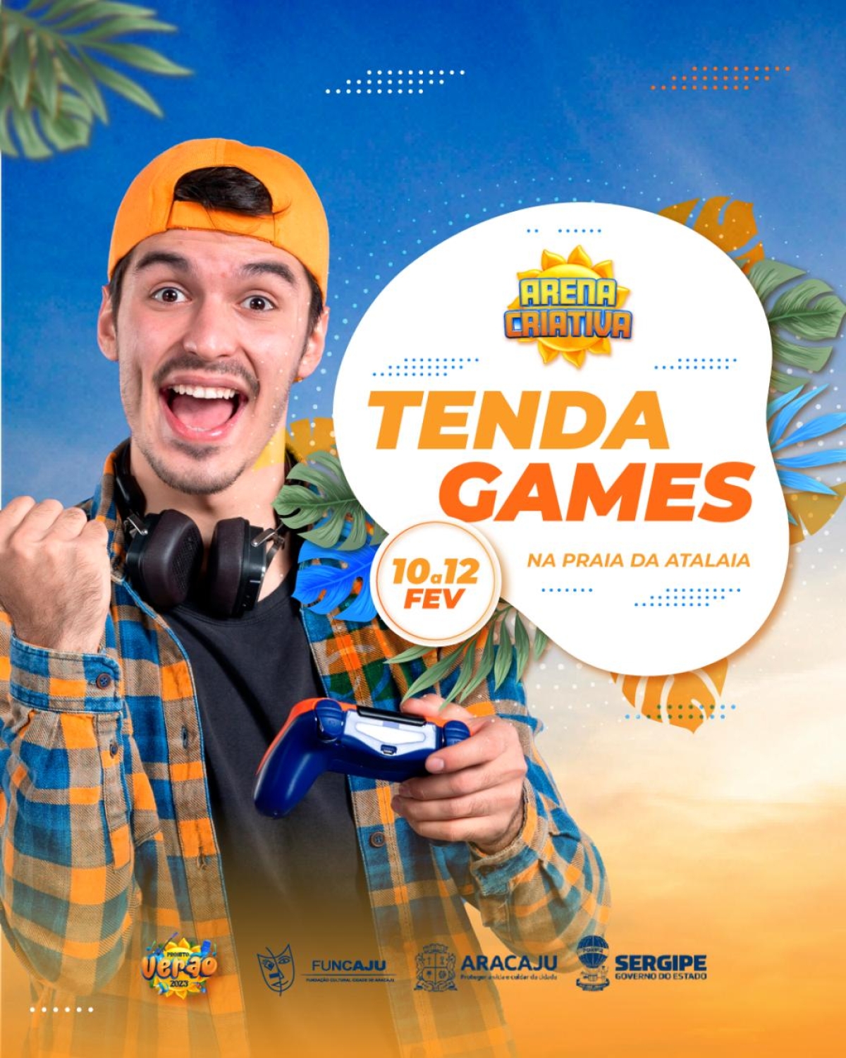Projeto Verão 2023 terá campeonato de jogos eletrônicos na Tenda Games - Arte: Ascom Funcaju