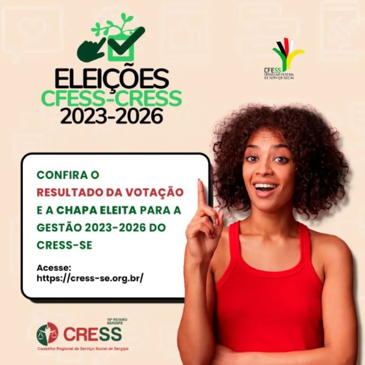 Eleições: Cress-SE divulga resultado da votação e da chapa eleita para a gestão 2023-2026 - Imagem: Cress-SE