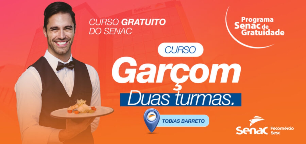 Senac oferta mais dois cursos gratuitos de garçom em Sergipe - Imagem: Senac/SE