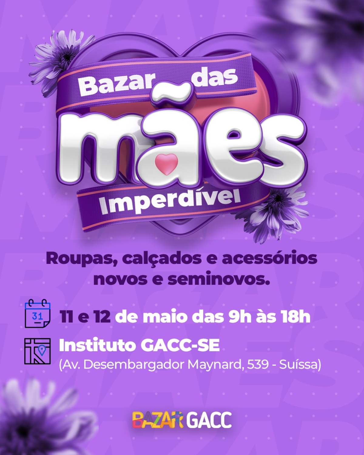 Bazar das Mães GACC/SE - Imagem: Divulgação | GACC/SE