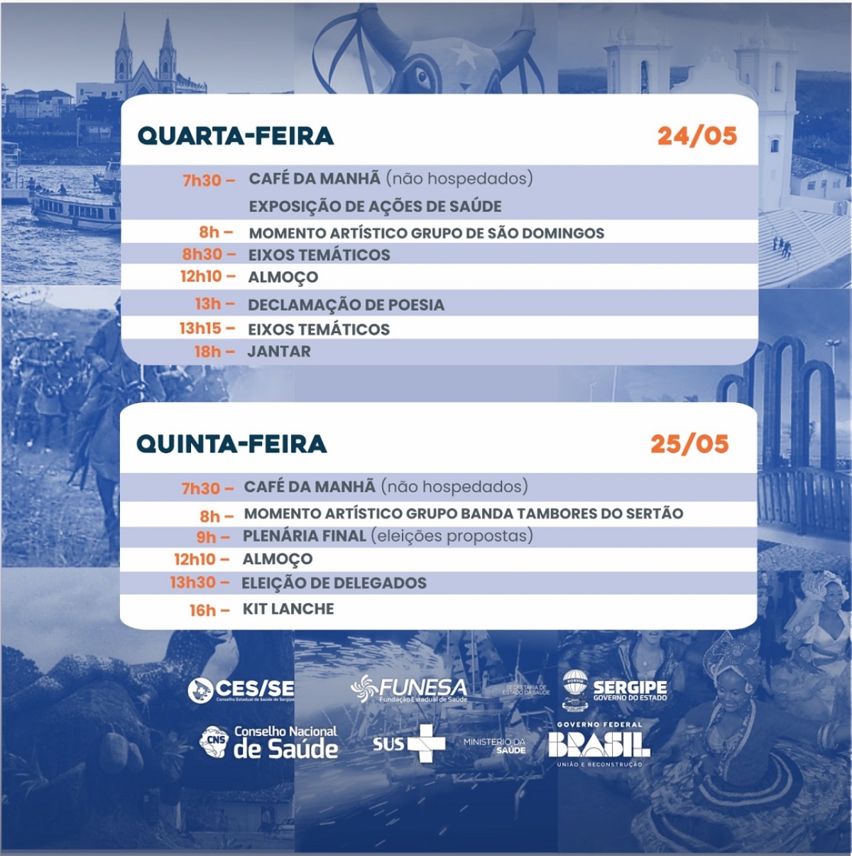 Programação da 8ª Conferência Estadual de Saúde de Sergipe - Imagem: Divulgação Programação da 8ª Conferência Estadual de Saúde de Sergipe - Imagem: Divulgação
