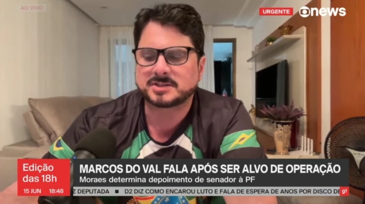 Senador Marcos do Val durante entrevista à GloboNews - Foto: Reprodução de vídeo | GloboNews