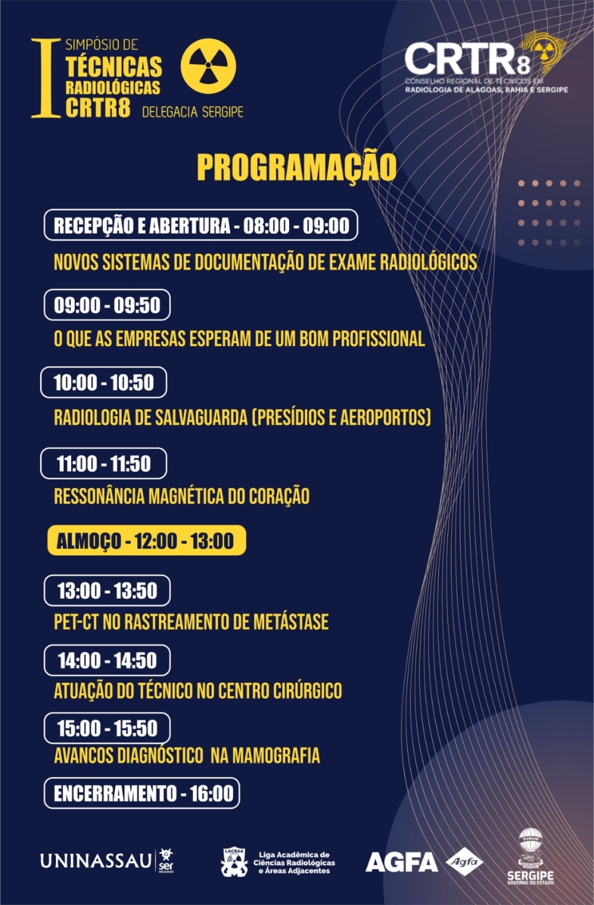 Programação do I Simpósio de Técnicas Radiológicas CRTR8- Imagem: Divulgação