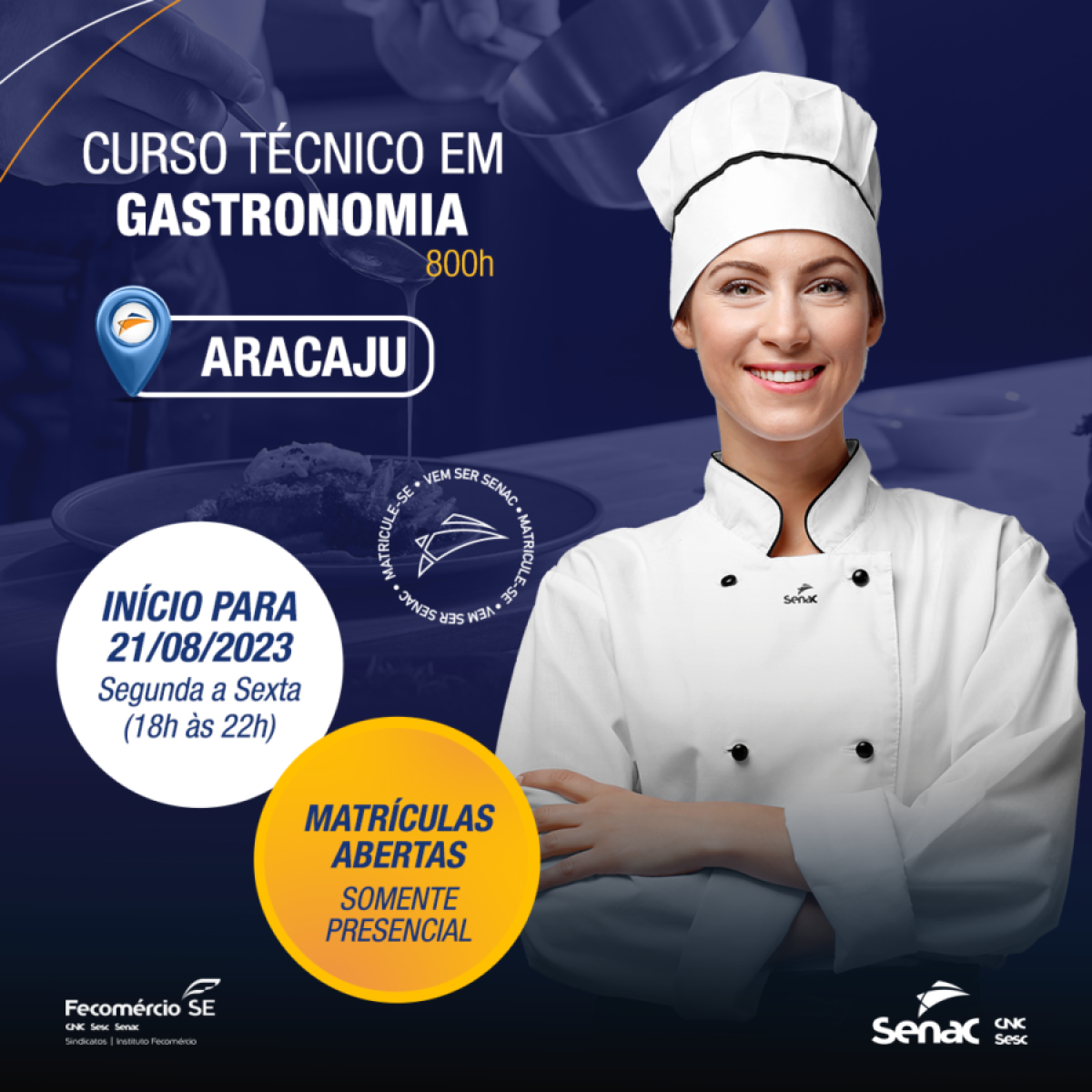 Senac Sergipe lança primeiro Curso Técnico em Gastronomia da instituição - Imagem: Divulgação | Senac/SE