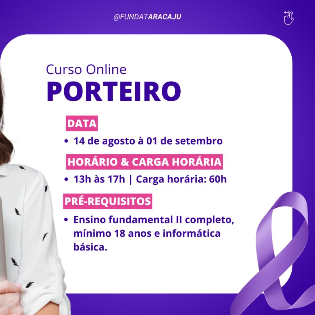 Fundat abre 25 novas turmas de qualificação profissional para os aracajuanos - Arte: Ascom | Fundat