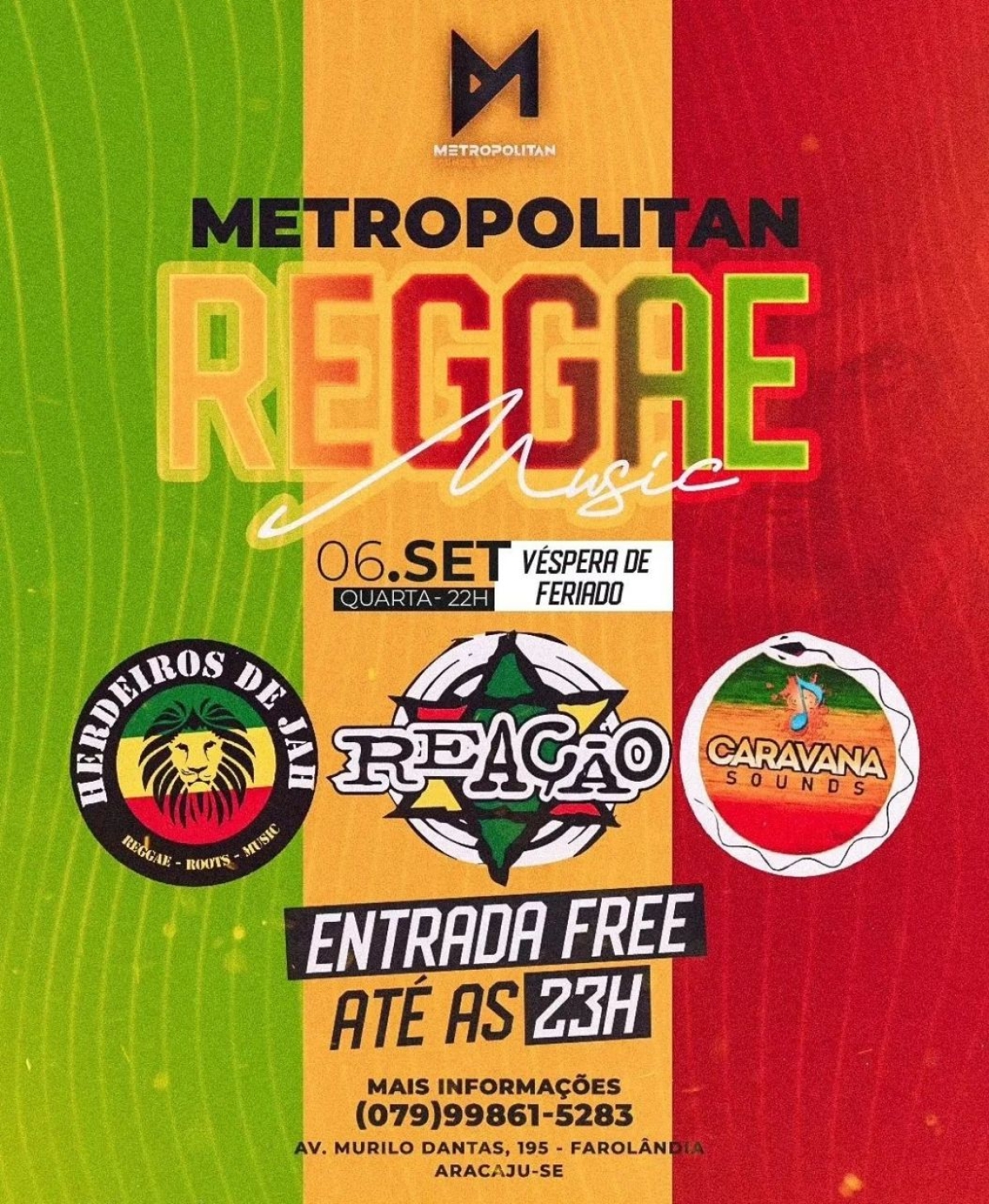 Metropolitan apresenta o melhor Reggae Sergipano - Imagem: Divulgação | Metropolitan Lounge Bar