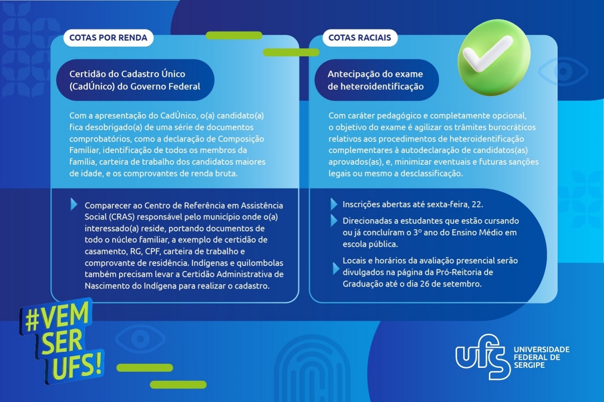 UFS apresenta mudanças para candidatos concorrerem a cotas do Sisu 2024 - Arte: UFS