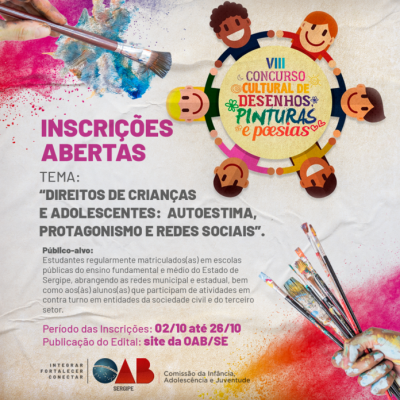 OAB/SE abre inscrições para concurso de desenho, pintura e poesia para estudantes da rede pública - Imagem: Divulgação | OAB/SE