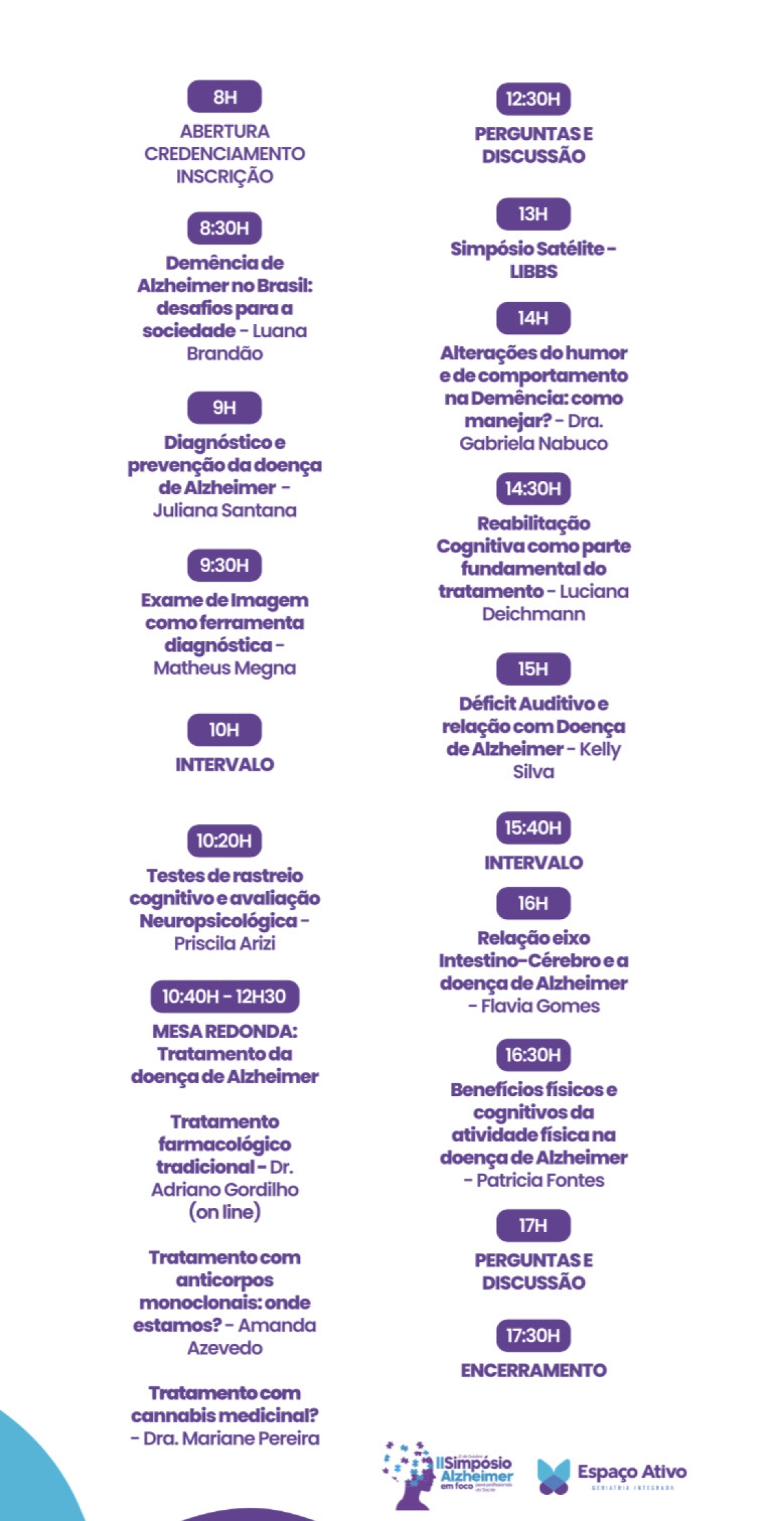 Programação do Simpósio sobre Alzheimer - Imagem: Divulgação