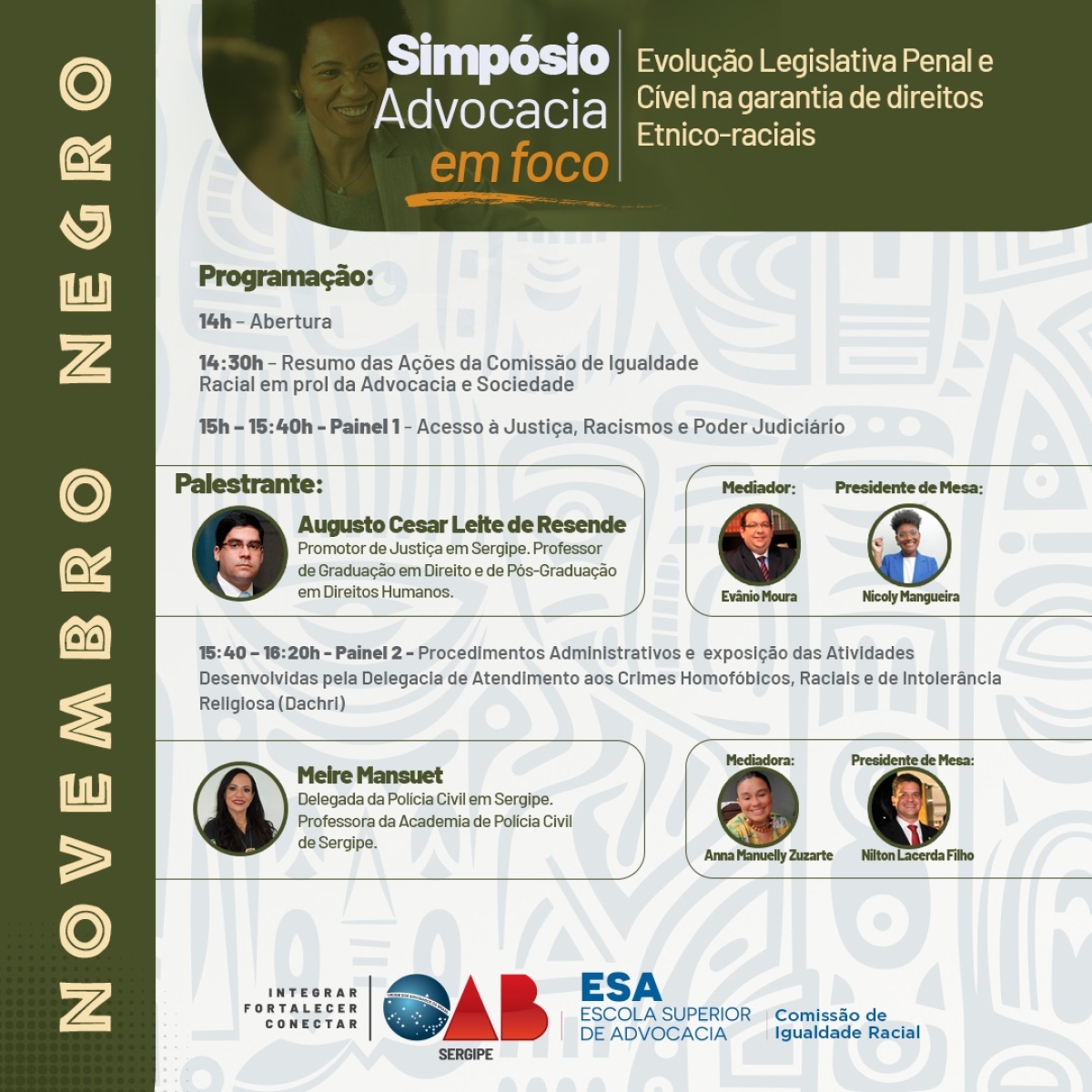 Programação do Simpósio Advocacia Infoco - Novembro Negro - Imagem: Divulgação | OAB Sergipe