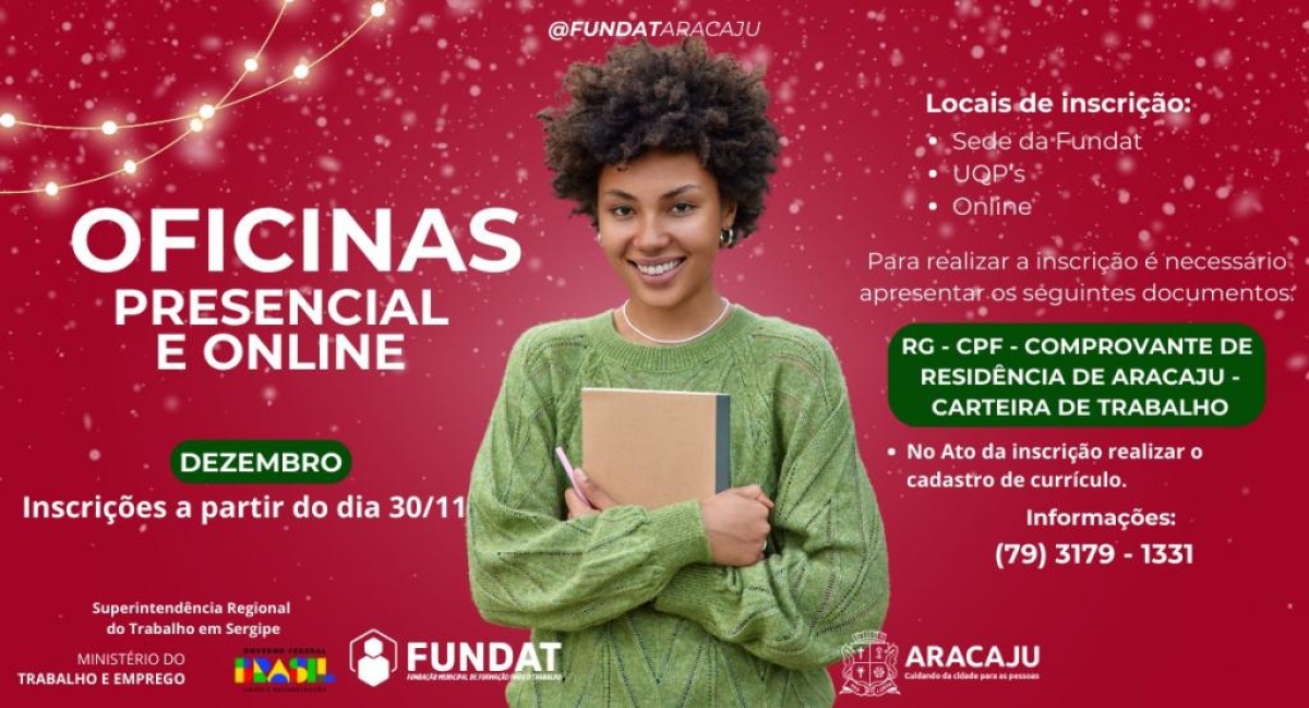 Fundat abre nova turma da Oficina de Manipulação de Alimentos - Arte: Ascom | Fundat | Prefeitura de Aracaju