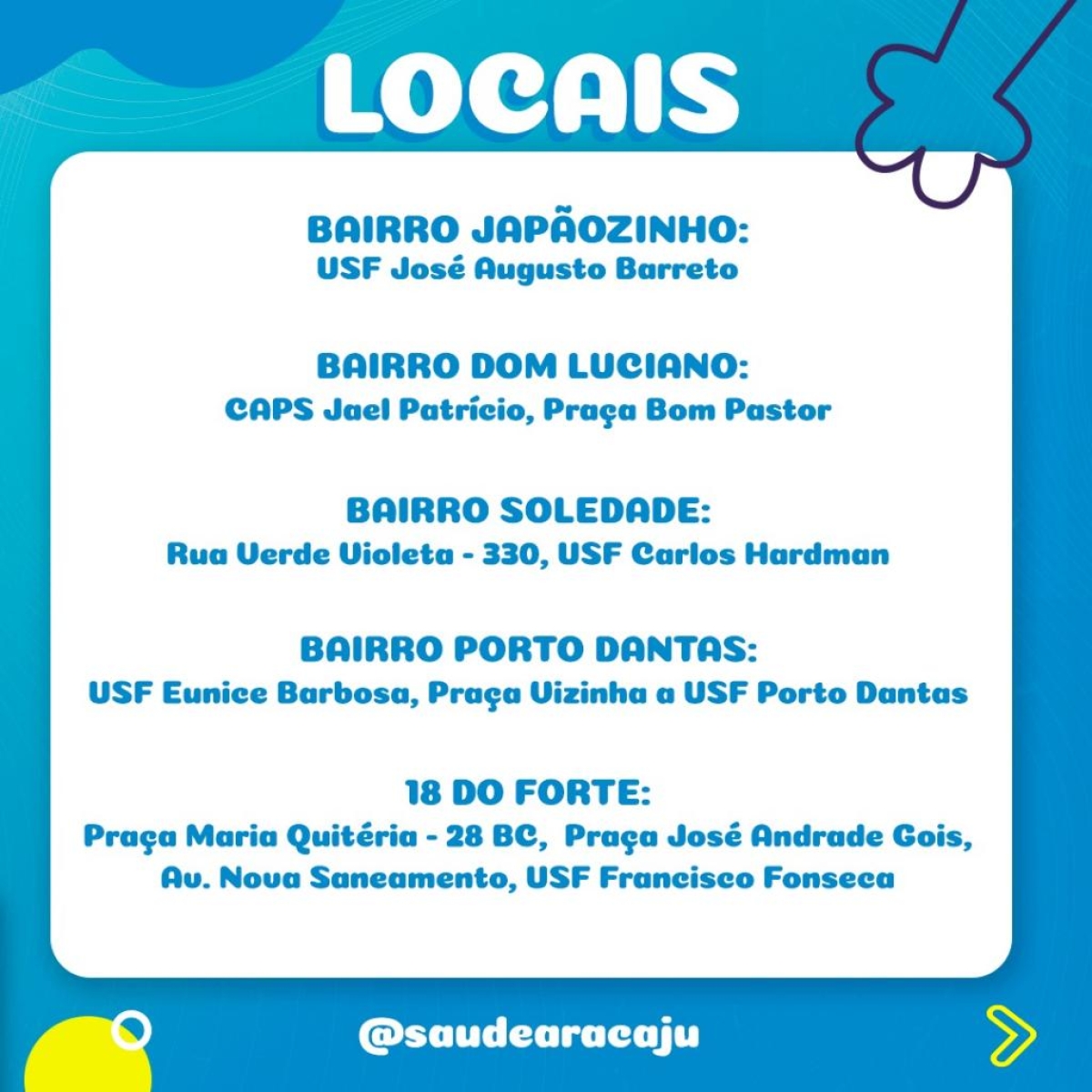 Arte: Ascom | SMS | Prefeitura de Aracaju