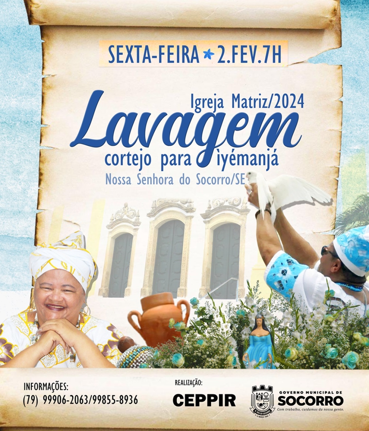 Lavagem das escadarias da igreja matriz e cortejo de ?yemanjá - Imagem: Divulgação