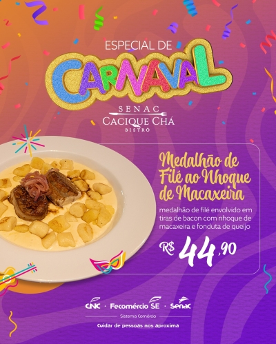 Medalhão de Filé ao Nhoque de Macaxeira - Imagem: Divulgação | Senac Sergipe