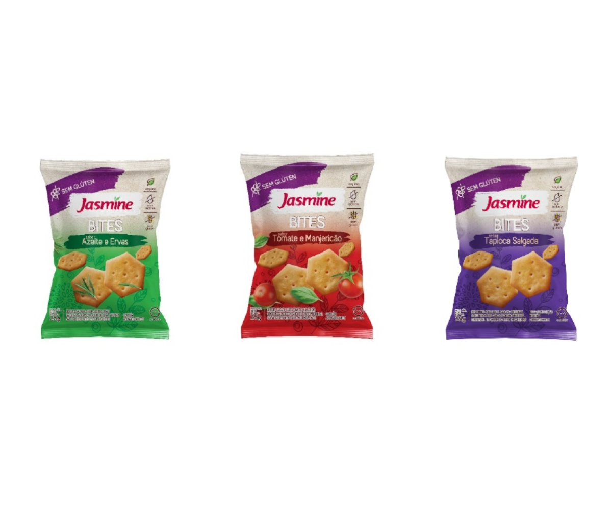 Jasmine apresenta bites sem glúten em novos sabores - Imagem: Divulgação | Jasmine Alimentos