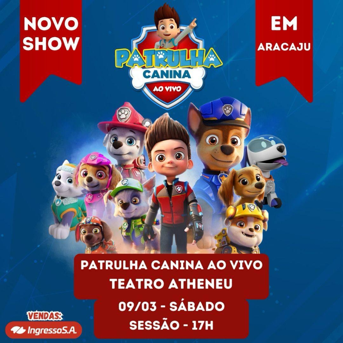 Aracaju recebe nova peça "Patrulha Canina Ao Vivo" - Imagem: Divulgação