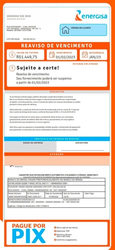 Energisa orienta sobre como identificar reaviso de débitos na conta de energia - Foto: Assessoria Energisa Sergipe