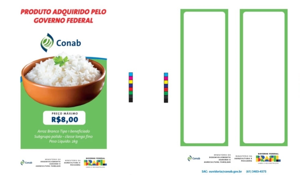 Embalagem do arroz importado pelo governo - Foto: Reprodução
