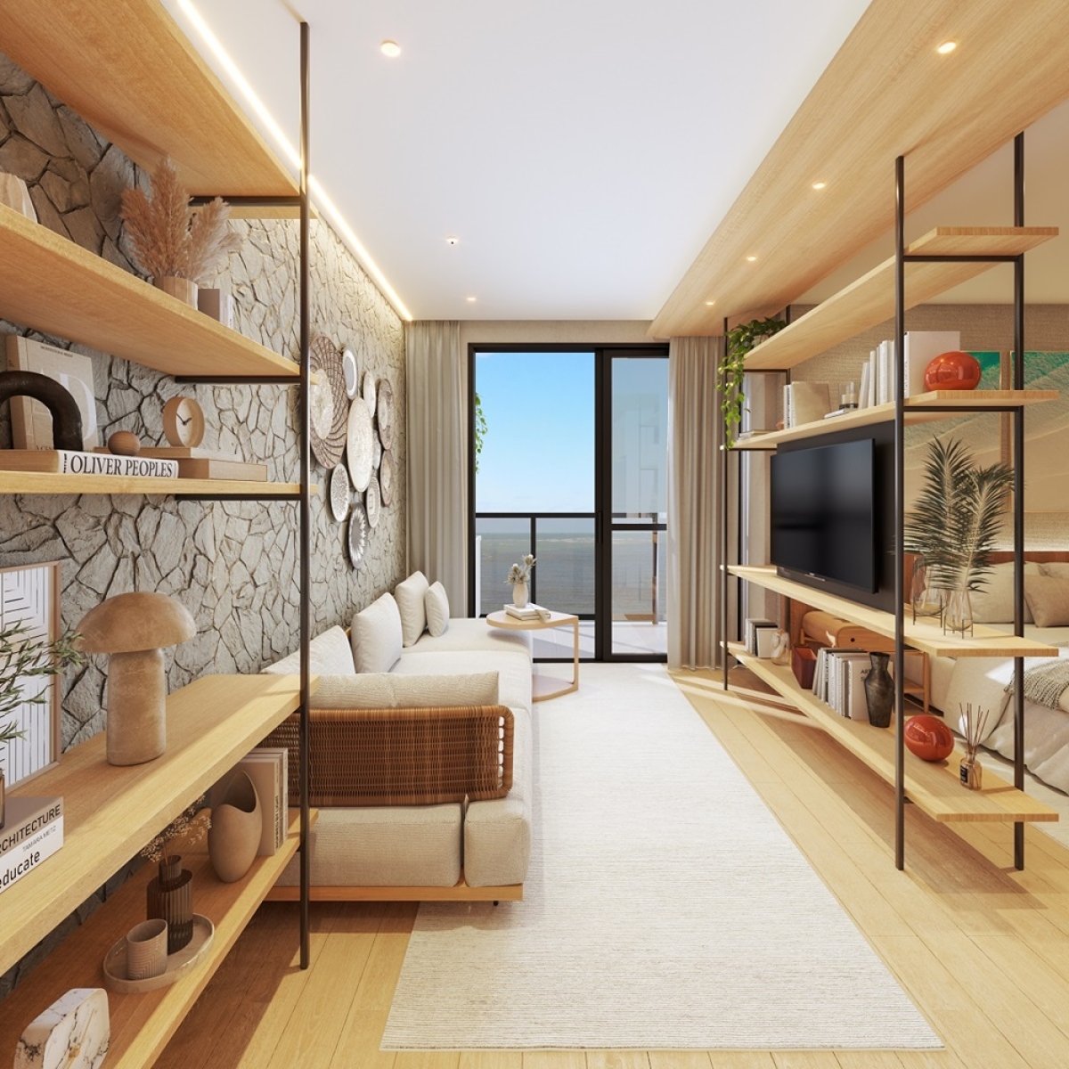  Sala apartamento estúdio - Foto: Divulgação