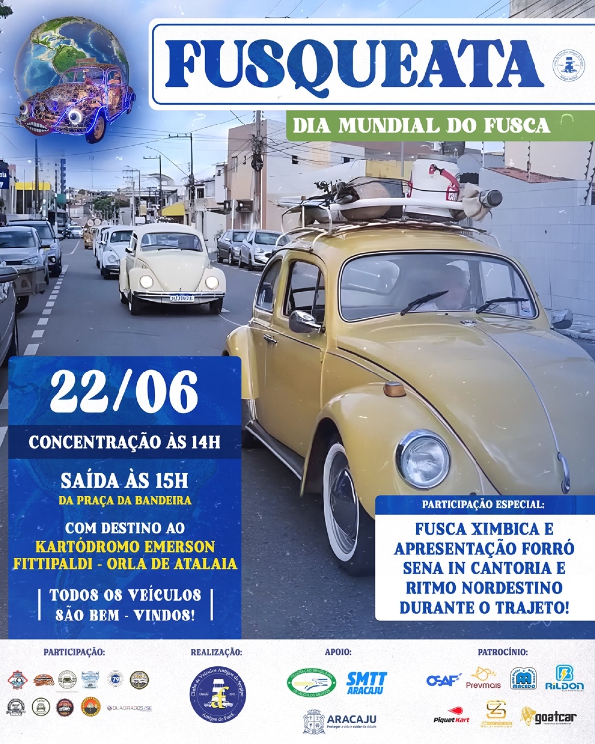 Dia Mundial do Fusca 2024; Aracaju/SE - Foto: Divulgação
