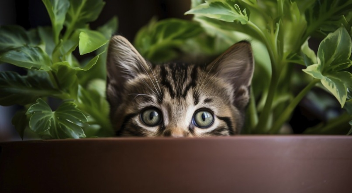 Gato dentro de vaso de plantas - Foto: Imagem ilustrativa/Freepik