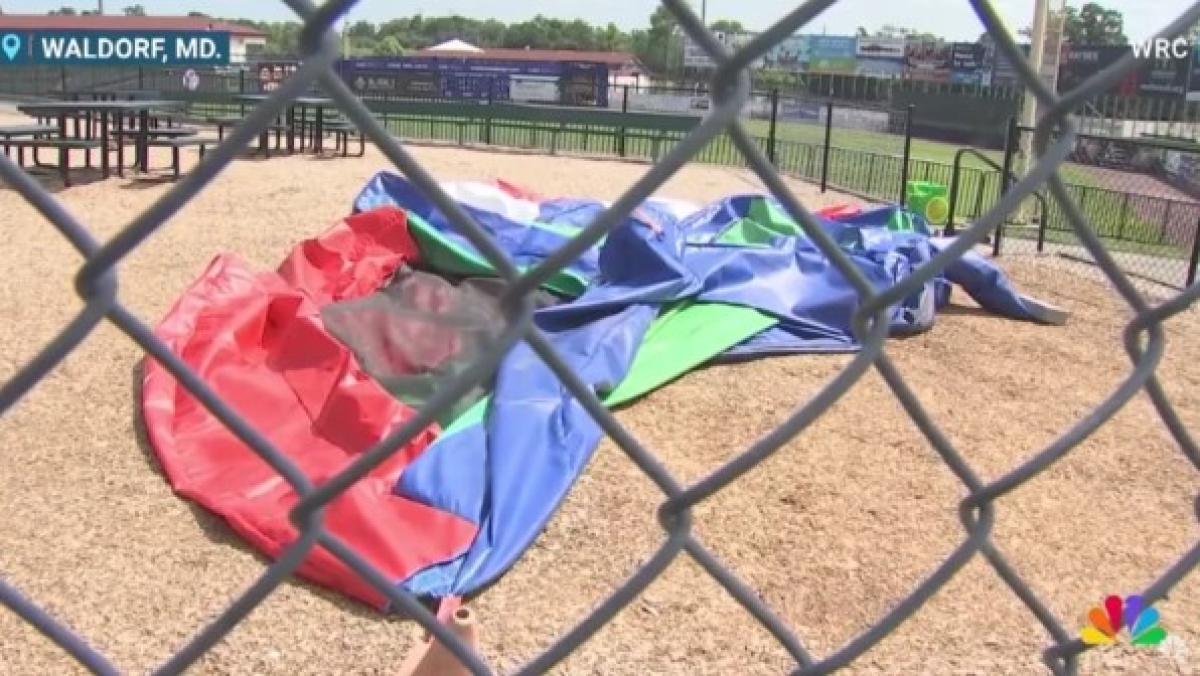 Pula-pula que foi levado pelo vento em Maryland Foto: Frame de vídeo / YouTube / NBC