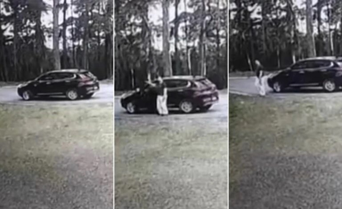 Daniel Mastral saindo do carro - Fotos: Reprodução/Câmera de segurança