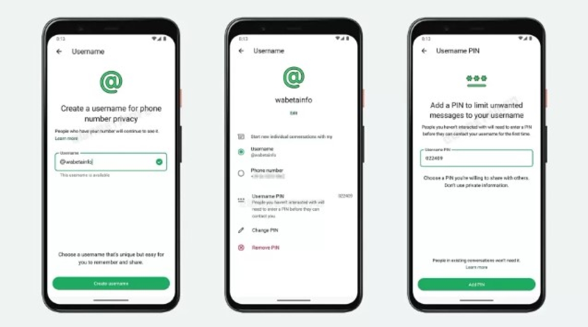O novo recurso vai exigir uma senha dos desconhecidos que tentarem mandar mensagens no WhatsApp, como visto nas telas (acima) da versão de teste do aplicativo - Imagem: Reprodução/WABetaInfo