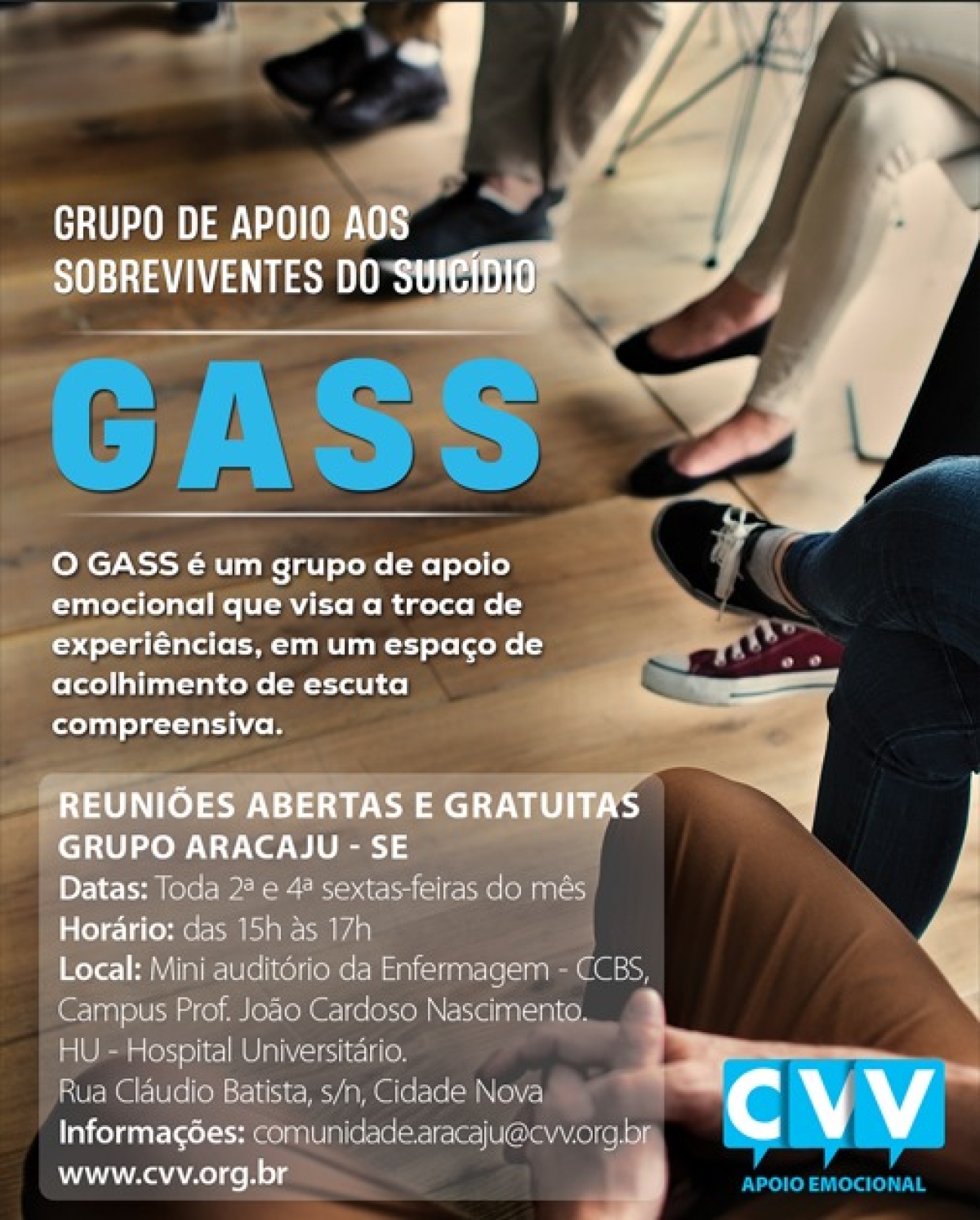 CVV em Aracaju inicia Grupo de Apoio aos Sobreviventes do Suicídio em parceria com UFS - Foto: Divulgação/Assessoria
