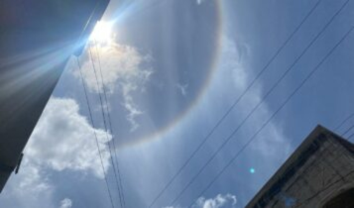 Halo solar observado no município de Lagarto, em Sergipe - Foto: Reprodução/Redes sociais
