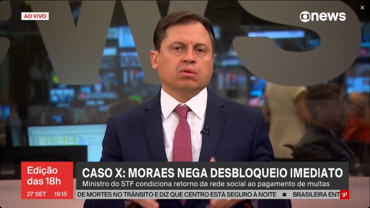 Moraes nega desbloqueio imediato da rede social X - Foto: Reprodução
