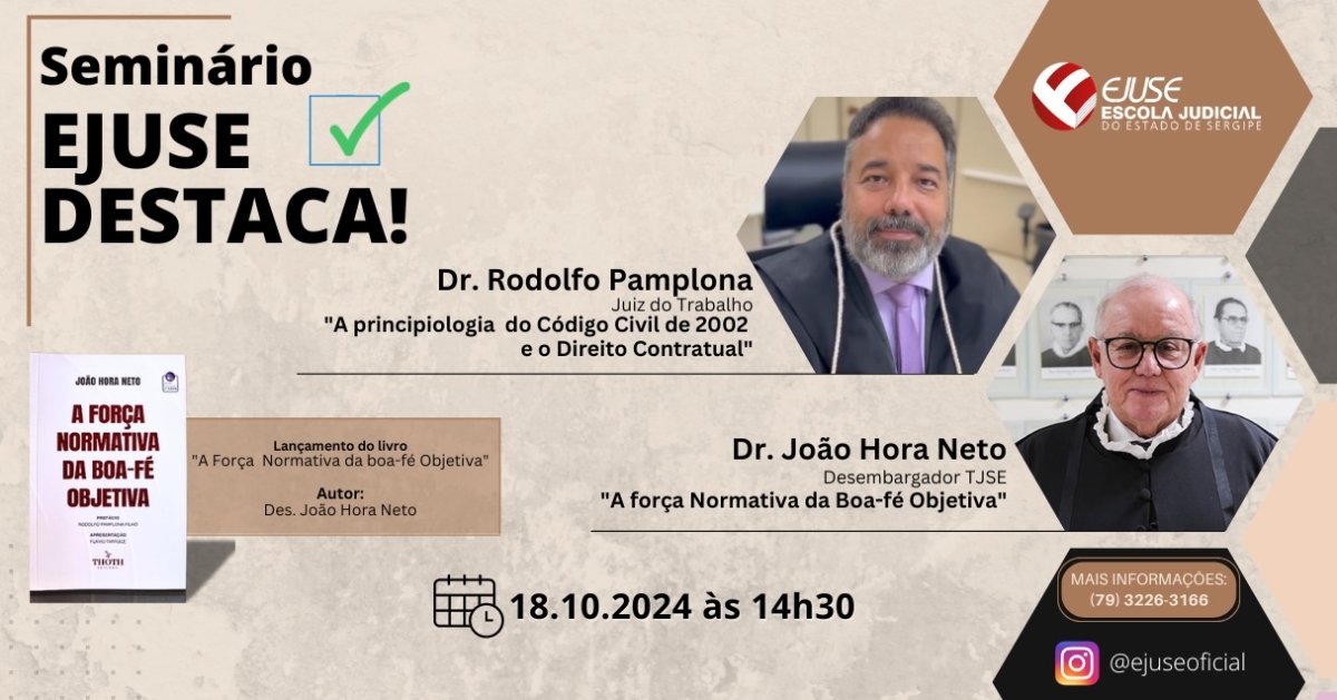Seminário Ejuse Destaca: inscrições abertas - Foto: Divulgação/EJUSE