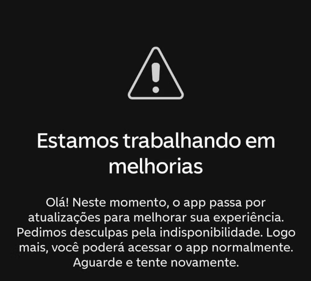 Tela do banco C6 indica que PIX estava indisponível na manhã desta segunda - Foto: Reprodução