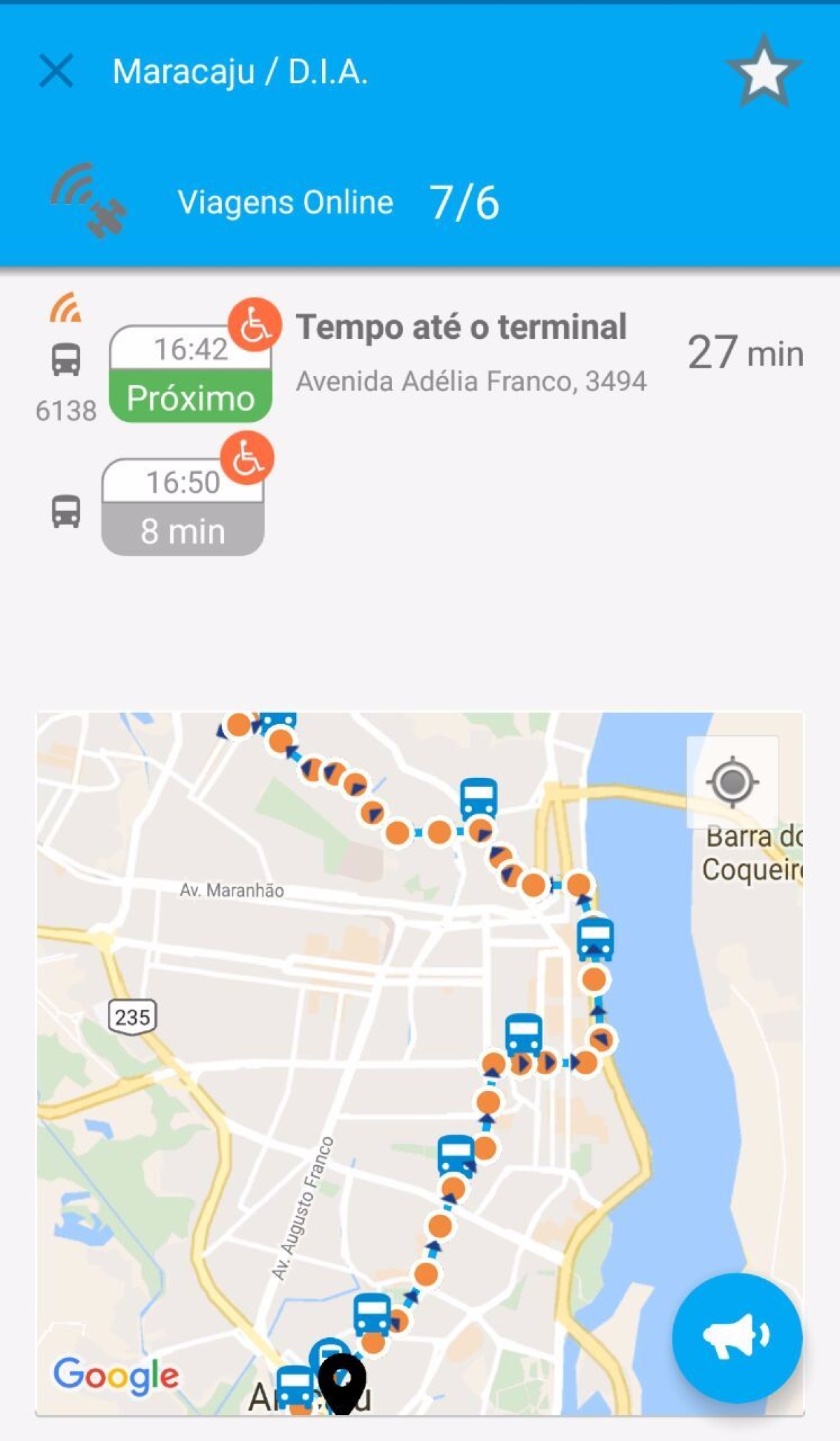 Passageiros podem acompanhar itiner�rio dos �nibus e previs�o de hor�rios de paradas (Imagem: Reprodu��o/CittaMobi)