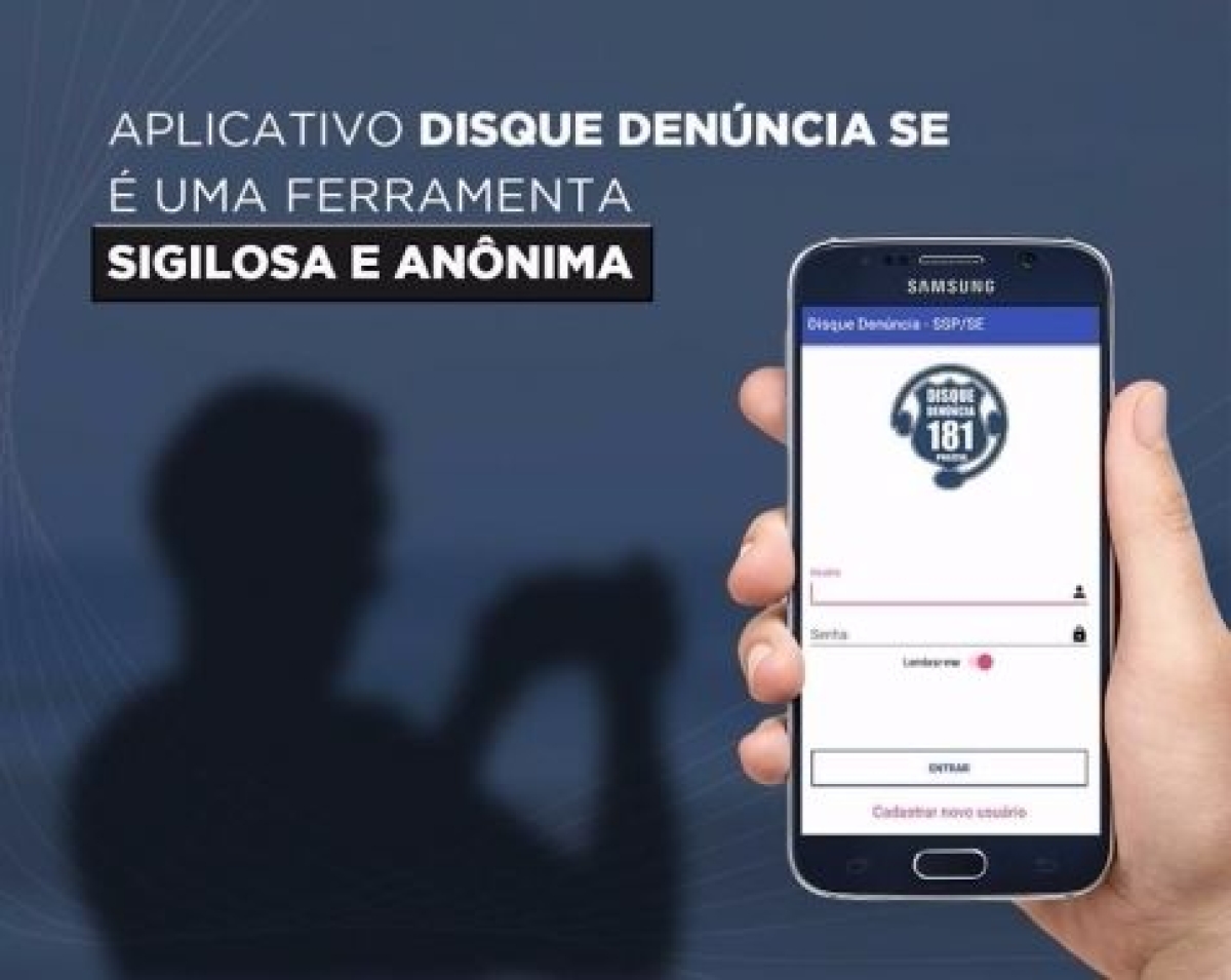 Aplicativo Disque Denncia SE aumenta em mais de 70% o nmero de usurios cadastrados (Imagem: SSP/SE)