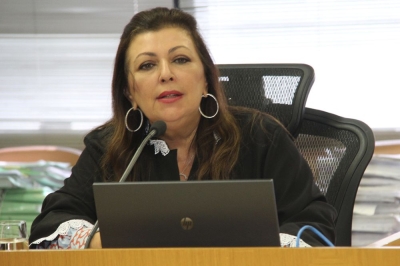 A conselheira Susana Azevedo se manifestou sobre o tema na sess�o do Pleno (Imagem: Cleverton Ribeiro/TCE/SE)