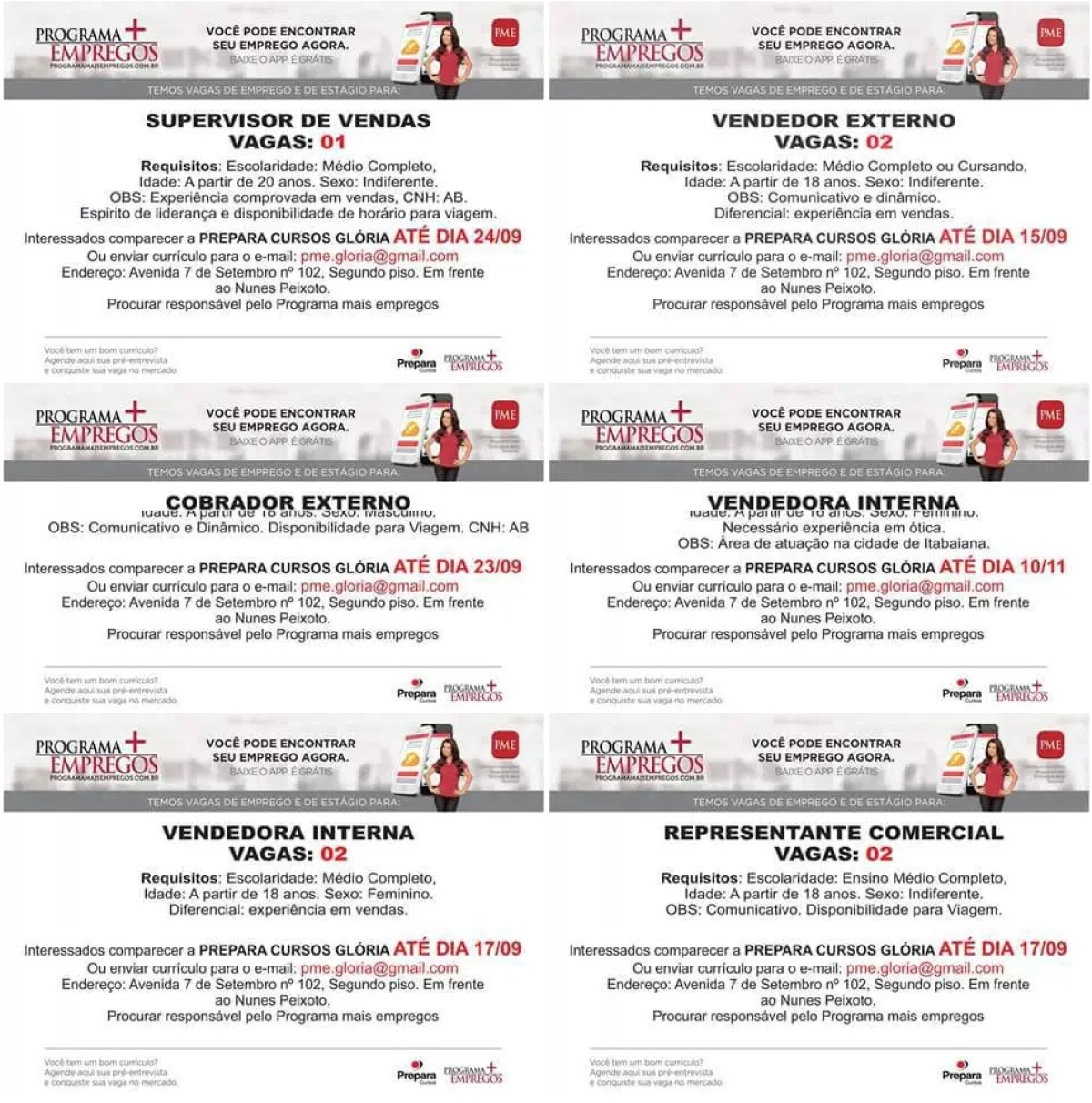 Empresas abrem 10 vagas de emprego em Glria (Imagem: Divulgao/PME)